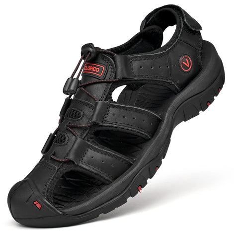 Veltrano Herren Ledersandalen mit Klettverschluss