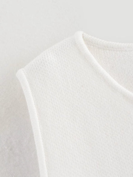 Ärmellose Damen-Strickweste mit Knopfleiste – Roselisse