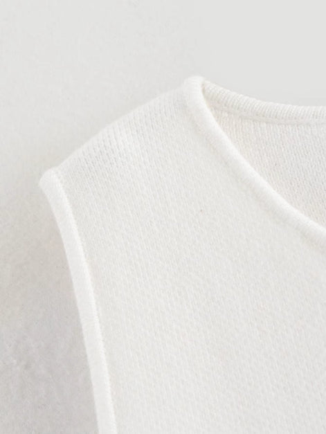 Ärmellose Damen-Strickweste mit Knopfleiste – Roselisse