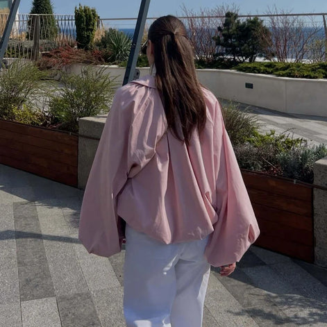 Damen Oversize Bomberjacke mit Ballonärmeln und Reißverschluss Rovelia