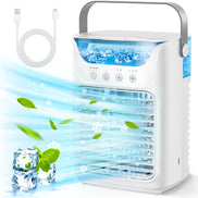 Tragbarer USB Luftkühler mit Wassernebel und 7-Farbigem LED-Licht – Frescavo