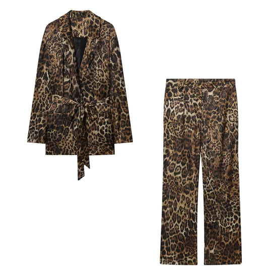 Damen Hosenanzug mit Leopardenmuster und Blazer Savélia