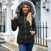 Damen Winterjacke mit abnehmbarem Kunstfellkragen – Varelia