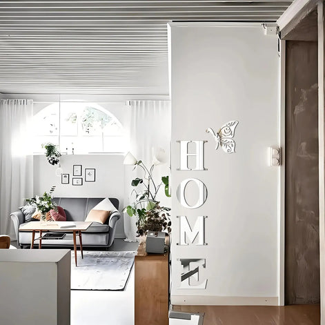 Mirano Wanddekoration – 3D-Spiegel-Wandaufkleber „HOME“