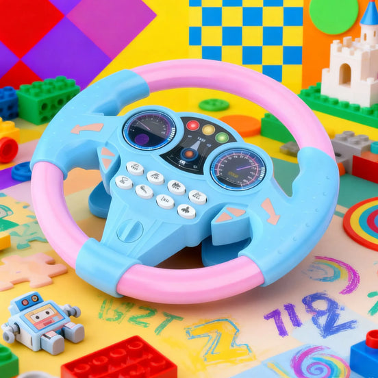 Racello Kinder Lenkrad Spielzeug mit Saugnapfbefestigung und Tachometer