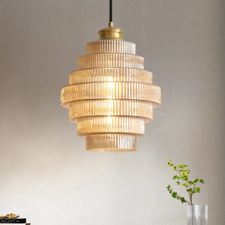 Meriva Hängeleuchte aus geriffeltem Glas und Metall