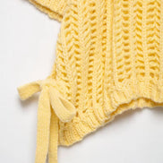 Avelisse Damen Strickpullover mit Schleife und Kurzen Ärmeln