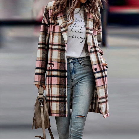 Damen Jacke mit Umlegekragen und Knopfleiste – Veloura