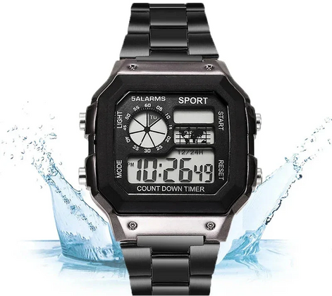 Varston Digitaluhr – Unisex-Modell mit Digitalanzeige und Edelstahlarmband