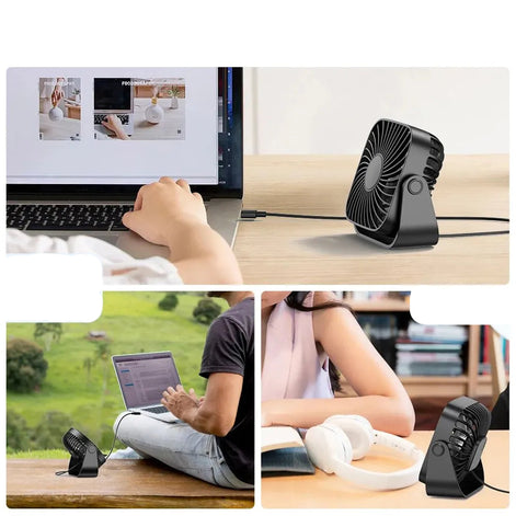 USB Tischventilator mit 3 Geschwindigkeitsstufen und 360° Verstellung – AeroDesk
