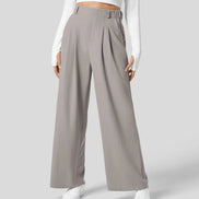 Velmoria Damen Karohose mit weitem Bein und hoher Taille