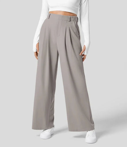 Velmoria Damen Karohose mit weitem Bein und hoher Taille