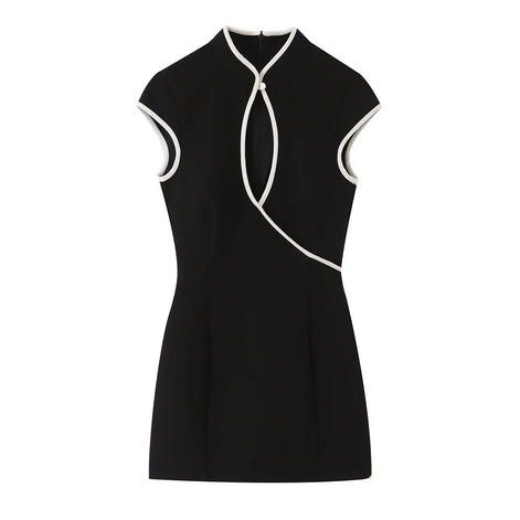 Élodine Damen Minikleid mit Kontrastdetails und Cut-out Design