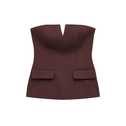 Damen Schulterfreies Crop Top mit Rückenfreiem Design – Soléa