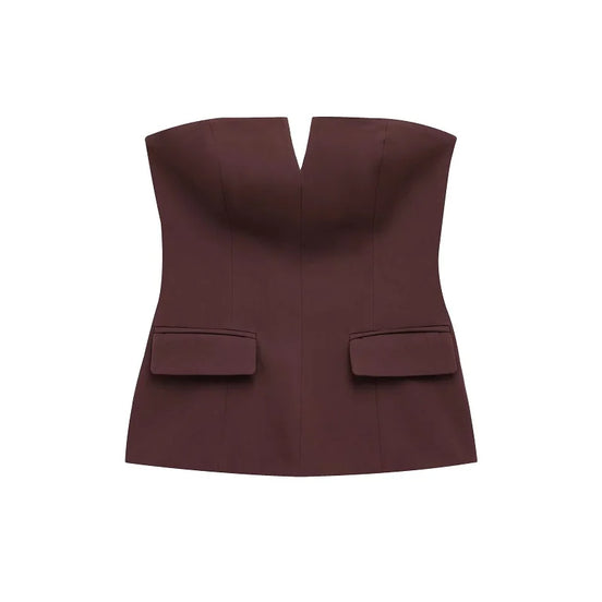 Damen Schulterfreies Crop Top mit Rückenfreiem Design – Soléa