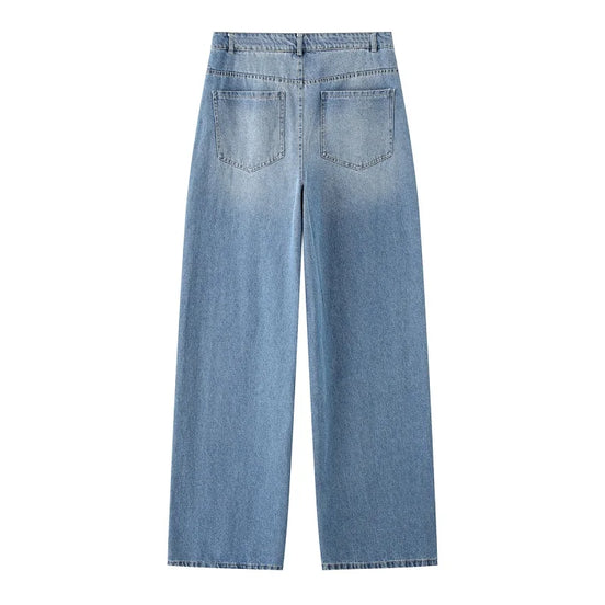 Damen Wide-Leg-Jeans mit hoher Taille und lockerer Passform – Lunessa