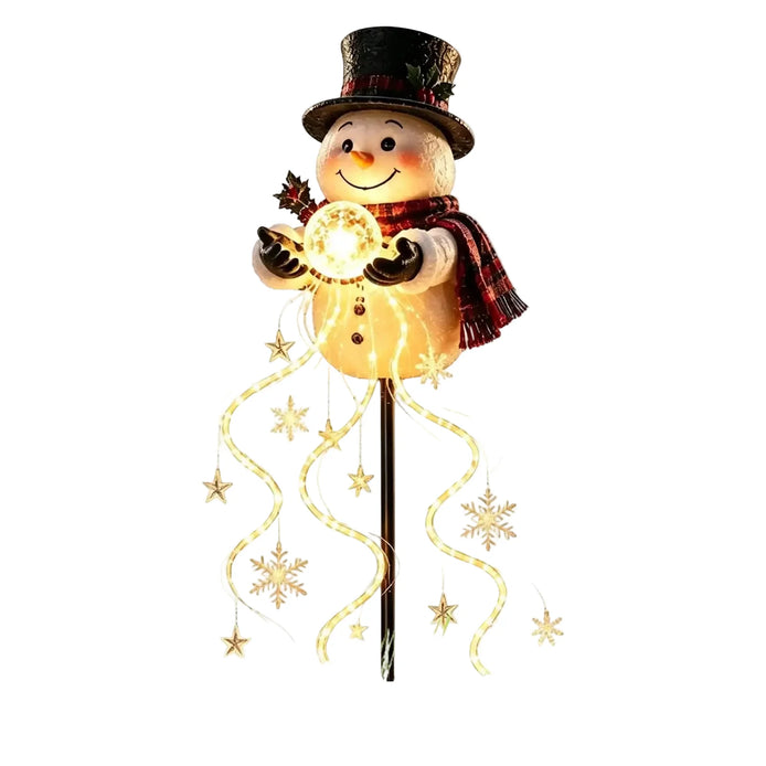 Solar LED Schneemann Gartenstecker mit Lichterkette – Schnevella