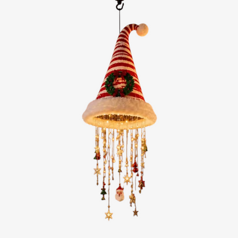 Hängende Weihnachtsdekoration mit LED-Licht und Nikolausmütze – Luminella