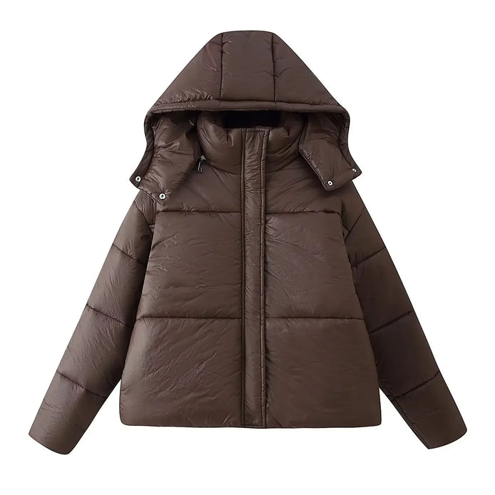 Damen Steppjacke mit Kapuze, Oversized-Passform und Reißverschluss – Quilvara