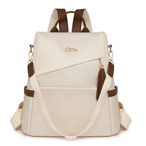 Tasselora Damen Anti-Diebstahl Rucksack aus Nylon mit Quasten-Detail