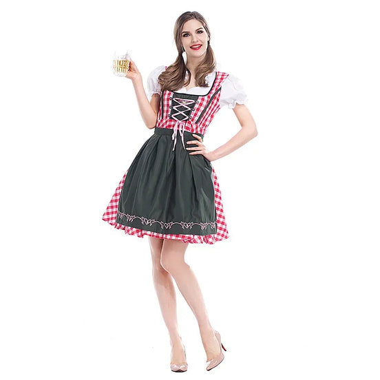 Dirndl Kleid mit Schürze für Damen im traditionellen Oktoberfest-Stil – Almoria