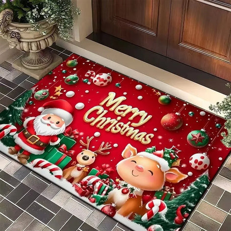 FestivaDoor Weihnachts-Fußmatte – Rutschfeste Polyester-Matte mit saisonalem Motiv