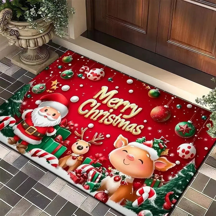 FestivaDoor Weihnachts-Fußmatte – Rutschfeste Polyester-Matte mit saisonalem Motiv