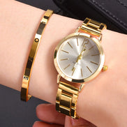 Damen Quarz-Armbanduhr mit Edelstahlarmband im 2er-Set