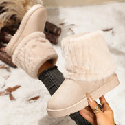Damen Winterstiefeletten aus Wildleder mit Plüschfutter und Rippbund – Suvelina