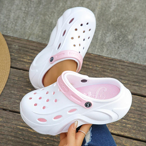 Veloria Damen Plateau Clogs mit Keilsohle aus EVA