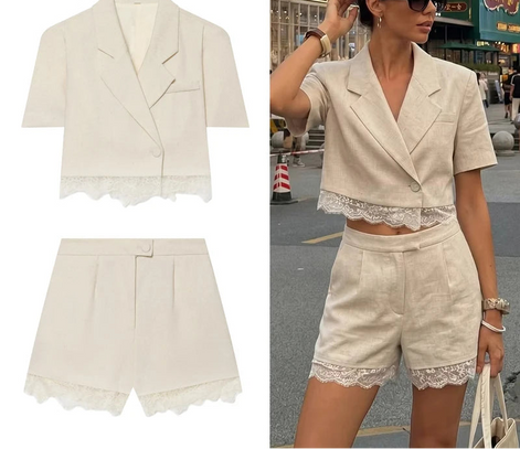 Damen-Zweiteiler mit Blazer und Shorts – Bellavique