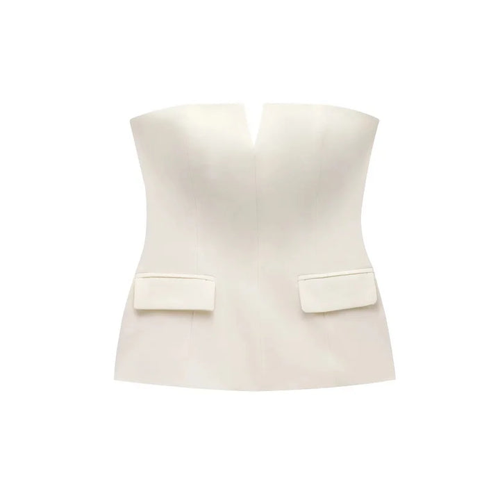 Damen Schulterfreies Crop Top mit Rückenfreiem Design – Soléa