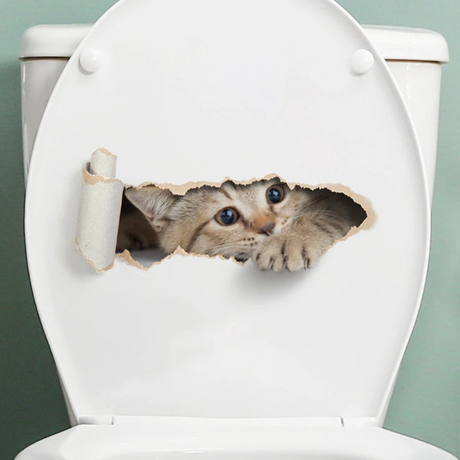 Toiletten-Aufkleber mit Katzenmotiv aus PVC