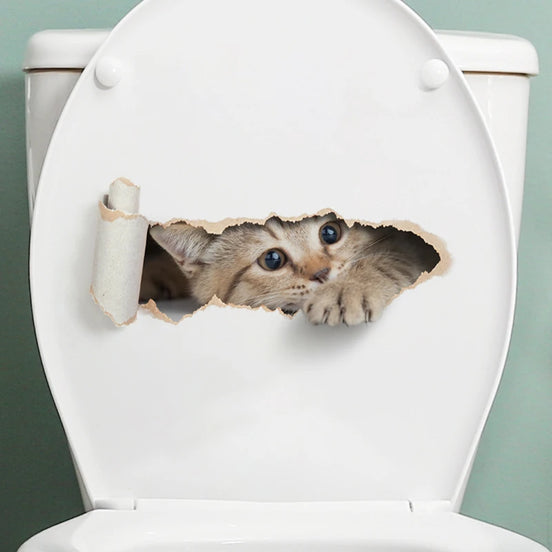Toiletten-Aufkleber mit Katzenmotiv aus PVC