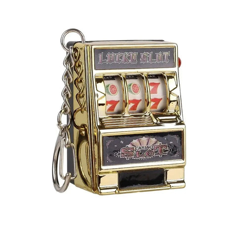 Mini-Spielautomaten-Schlüsselanhänger mit Drehmechanismus