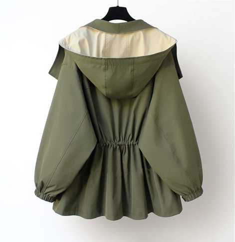 Calviro Trenchcoat mit Kapuze und Knopfverschluss in langer Passform für Alltag und Freizeit