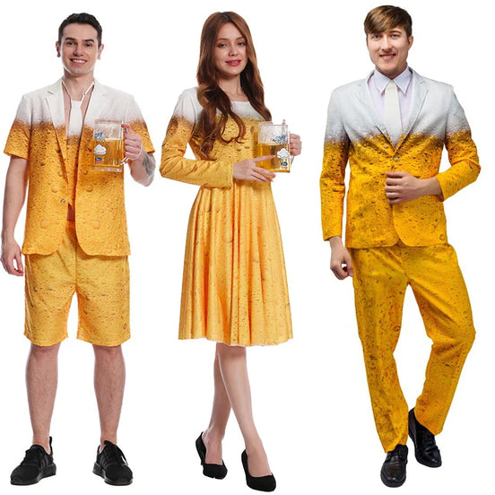3D Bierkostüm Set für Damen und Herren mit Oberteil und Hose – Brewaro