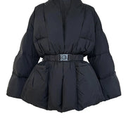 Damen Winterjacke mit Taillengürtel und Taschen Velmaria