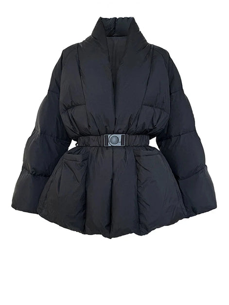 Damen Winterjacke mit Taillengürtel und Taschen Velmaria