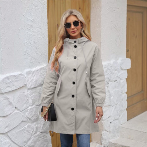 Damen Parka mit Kapuze, Knopfverschluss und langen Ärmeln Varelia