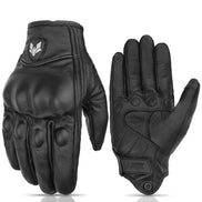 Virexon Leder Motorradhandschuhe mit Touchfunktion und Knöchelschutz