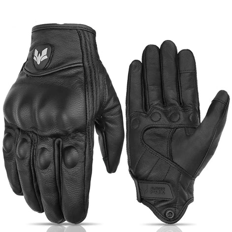 Virexon Leder Motorradhandschuhe mit Touchfunktion und Knöchelschutz