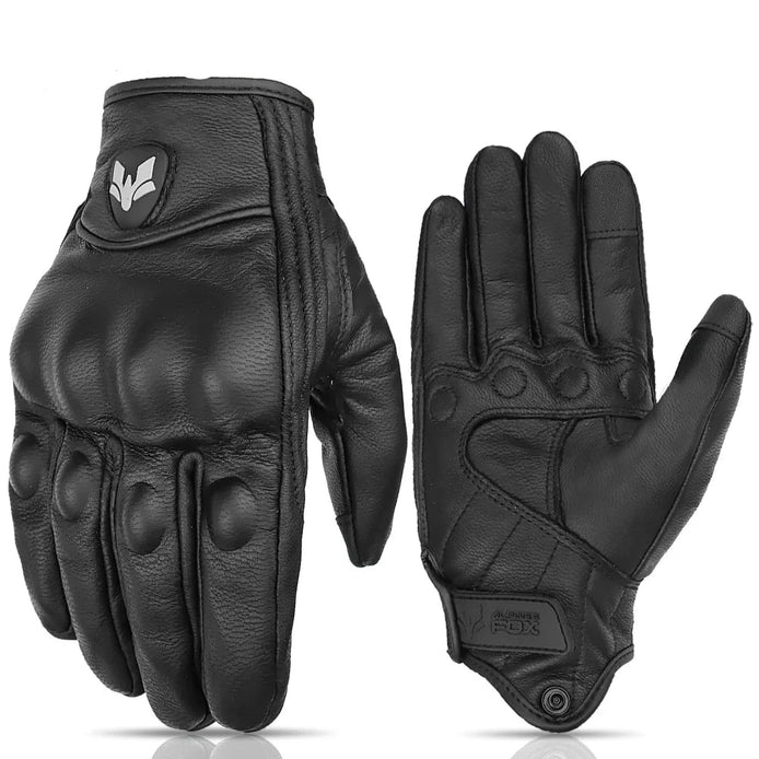 Virexon Leder Motorradhandschuhe mit Touchfunktion und Knöchelschutz