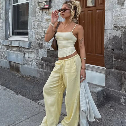 Velmira Damen Weite Sommerhose mit Hoher Taille und Lockerem Schnitt