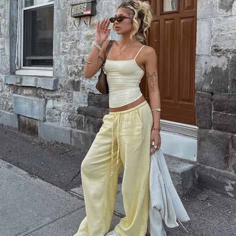 Velmira Damen Weite Sommerhose mit Hoher Taille und Lockerem Schnitt