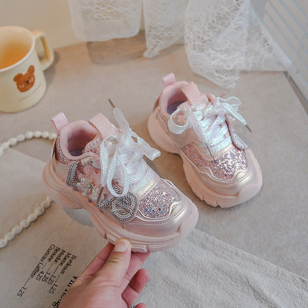 Butterina Mädchen Sneakers mit Schnürverschluss und Pailletten