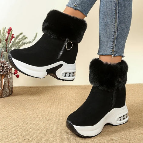Damen Stiefeletten mit Reißverschluss und Blockabsatz Larevya