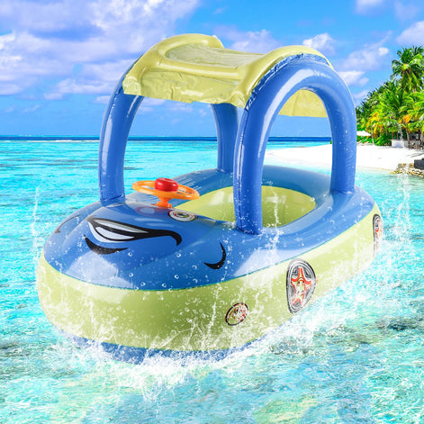 Carmello Aufblasbarer Kinder Schwimmring mit Auto-Design und Sonnendach