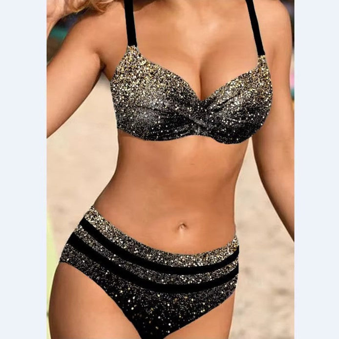 Velanique Damen Bikini Set mit Print und hoher Taille