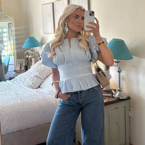 Liora Damen Bluse mit Volantärmeln